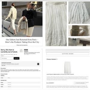 BURBERRY SHAFTESBURY BEAUTIFULLY EMBROIDERED COTTON & SILK SKIRT FOR SPRING 2025